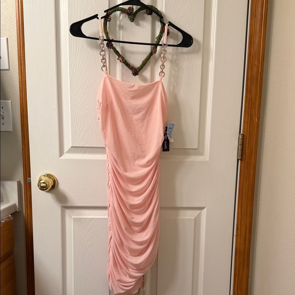 J for Justify Light Pink Ruched Mini Dress